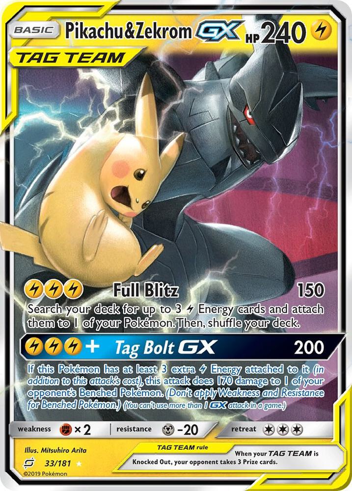 1000 pokemon cards gx Pokémon: Pikachu & Zekrom GX - 33/181
