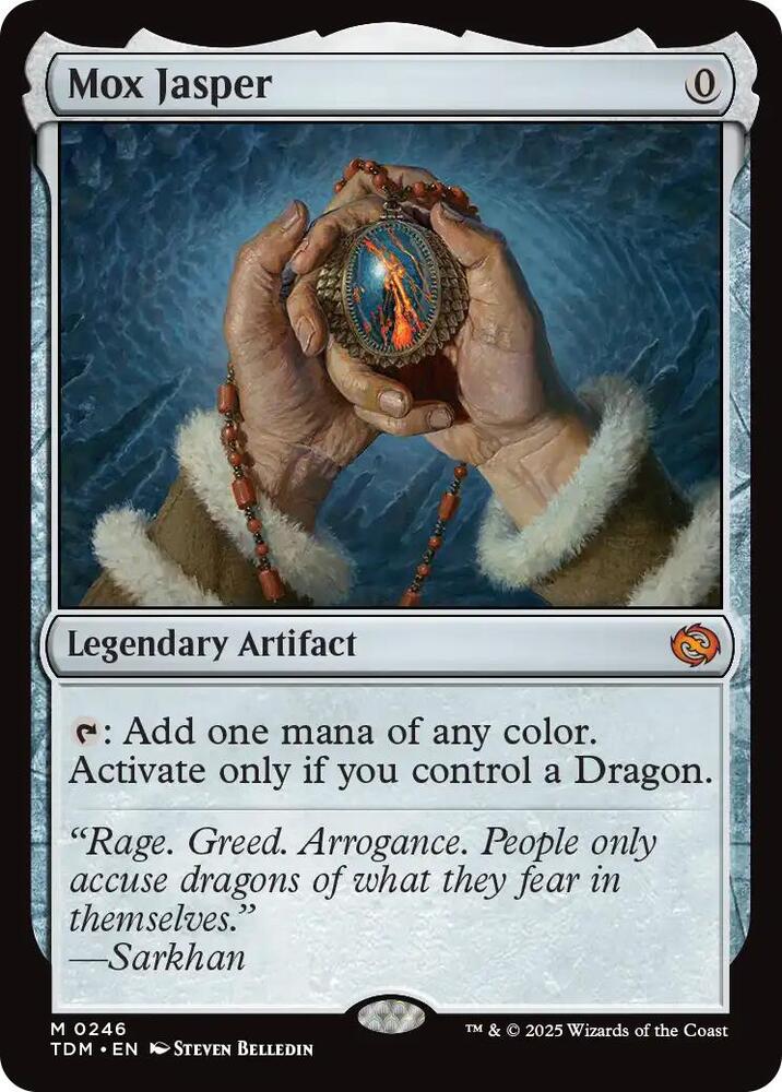 mtg card stock Magic: The Gathering: Mox Jasper Illustrated by Izzy. brand:lorcana Good red, green, and Deck:Divine Convocation