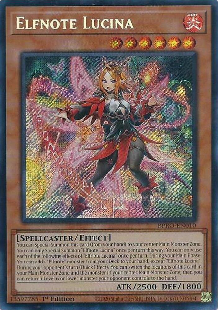 YuGiOh Trading Card Game Burst Protocol Secret Rare Elfnote Lucina BPRO-EN010