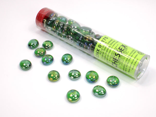 Chessex Iridized Green Glass Stones - VGMX