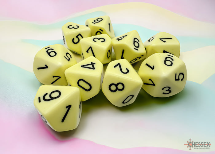 Chessex Opaque Pastel Yellow Set Of Ten D10s - VGMX