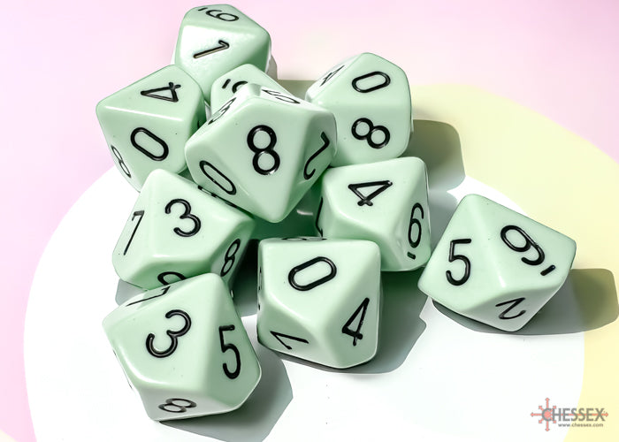 Chessex Opaque Pastel Green Set Of Ten D10s - VGMX