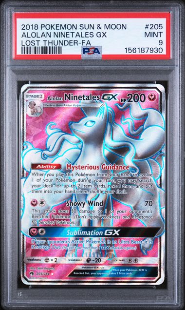 Pokémon: Alola Ninetales gx - 205/214 - Lost Thunder - PSA 9 - VGMX