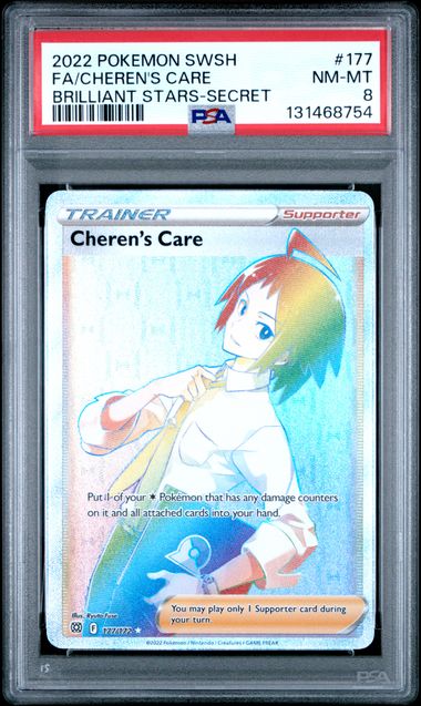 Pokemon: Cheren's Care (Secret) - 177/172 - Brilliant Stars - PSA 8
