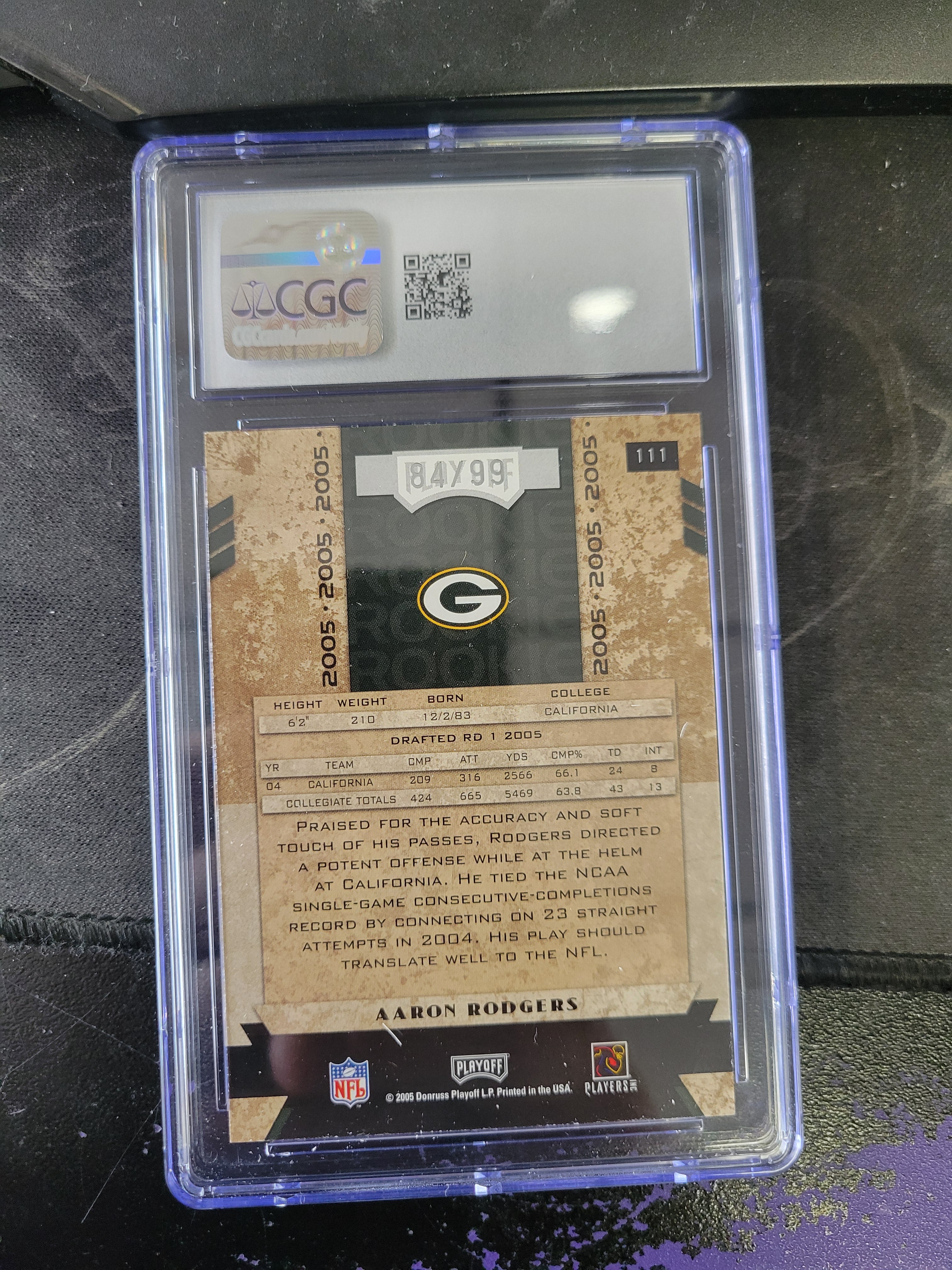 2005 Playoff Honors - Aaron Rodgers - X's /99 - CGC 8 - VGMX