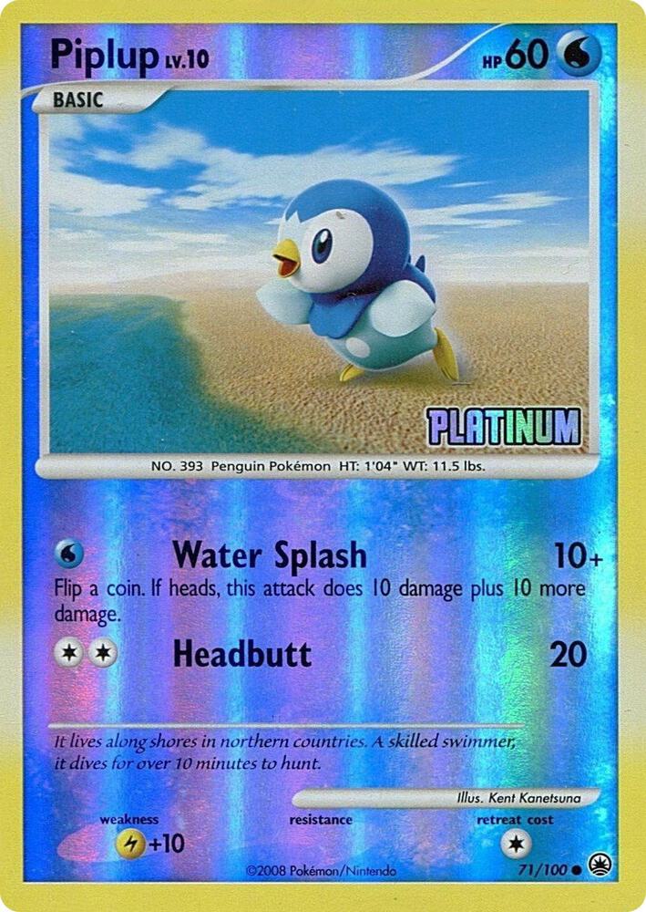 Pokémon: Piplup - 71/100 [Platinum] - Burger King Promos