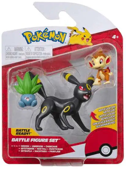 Pokemon Battle Figure Oddish, Umbreon & Chimchar 3-Inch Mini Figure 3-Pack - VGMX