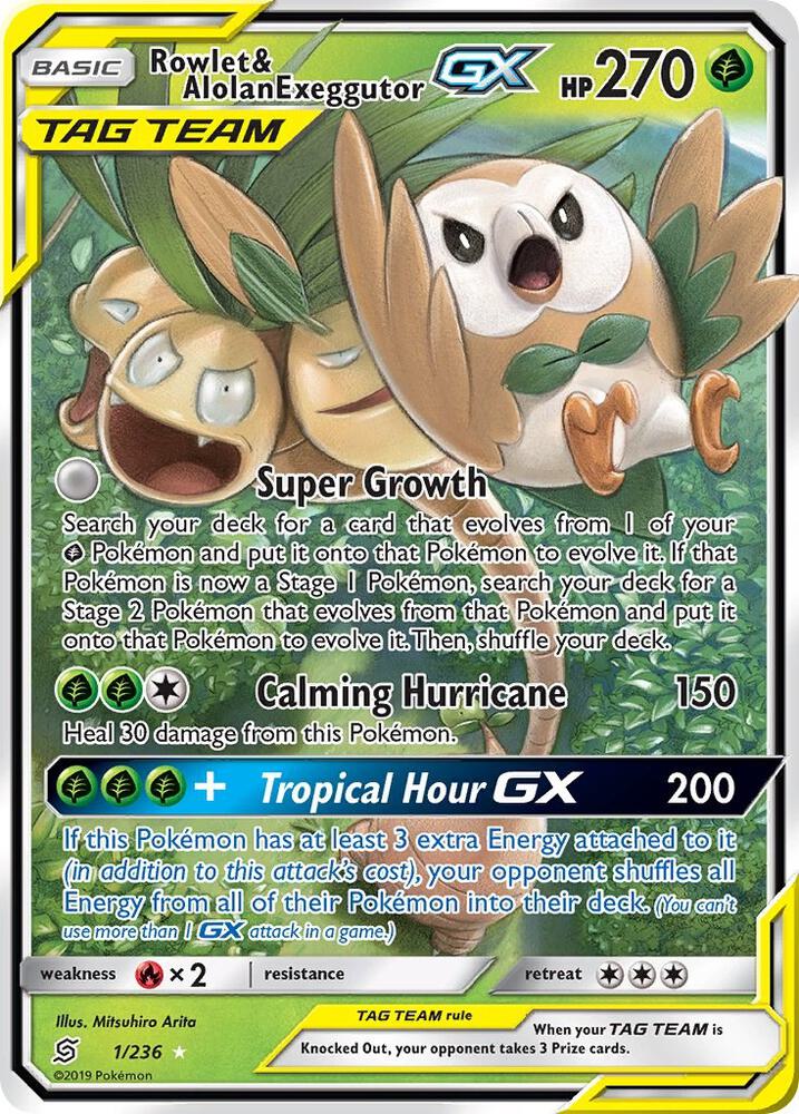Pokémon: Rowlet & Alolan Exeggutor GX - SM - Unified Minds - VGMX