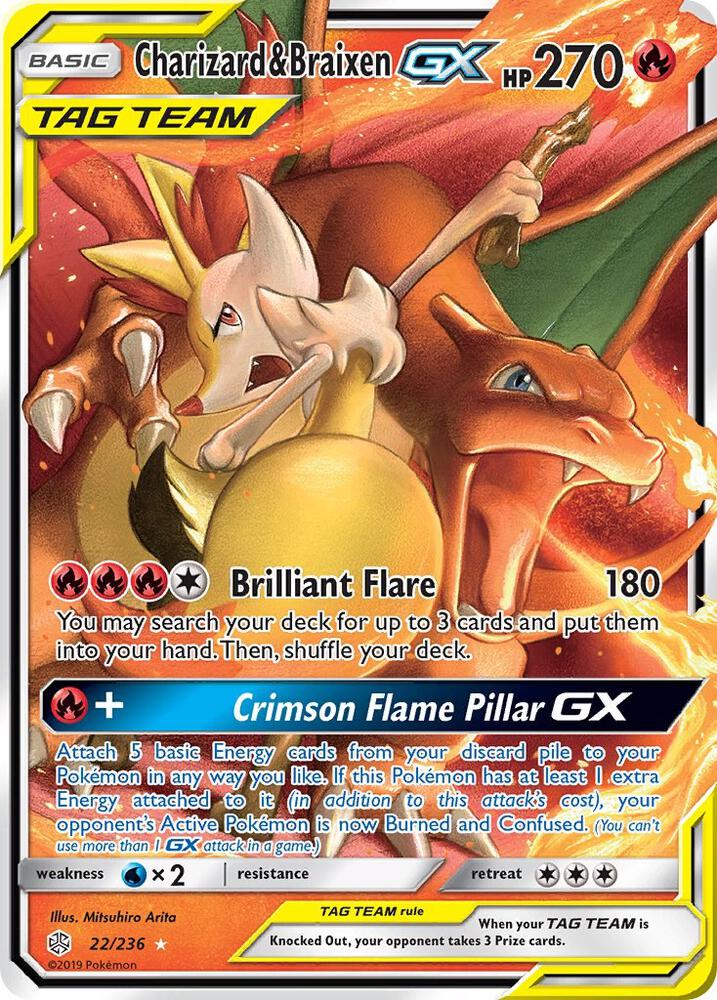 Pokemon: Charizard & Braixen GX 22/236 - SM Cosmic Eclipse