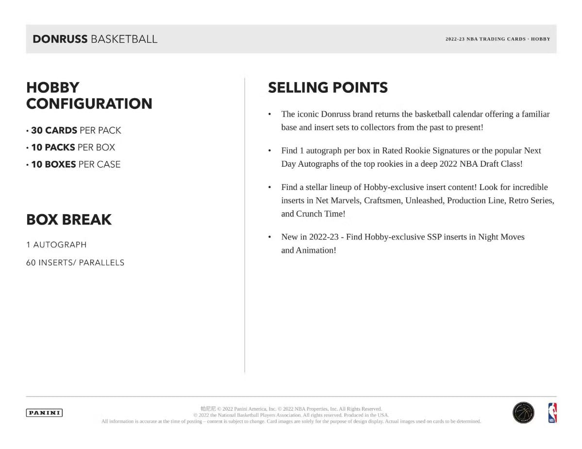 2022-23 Panini Donruss Basketball Hobby Box - VGMX