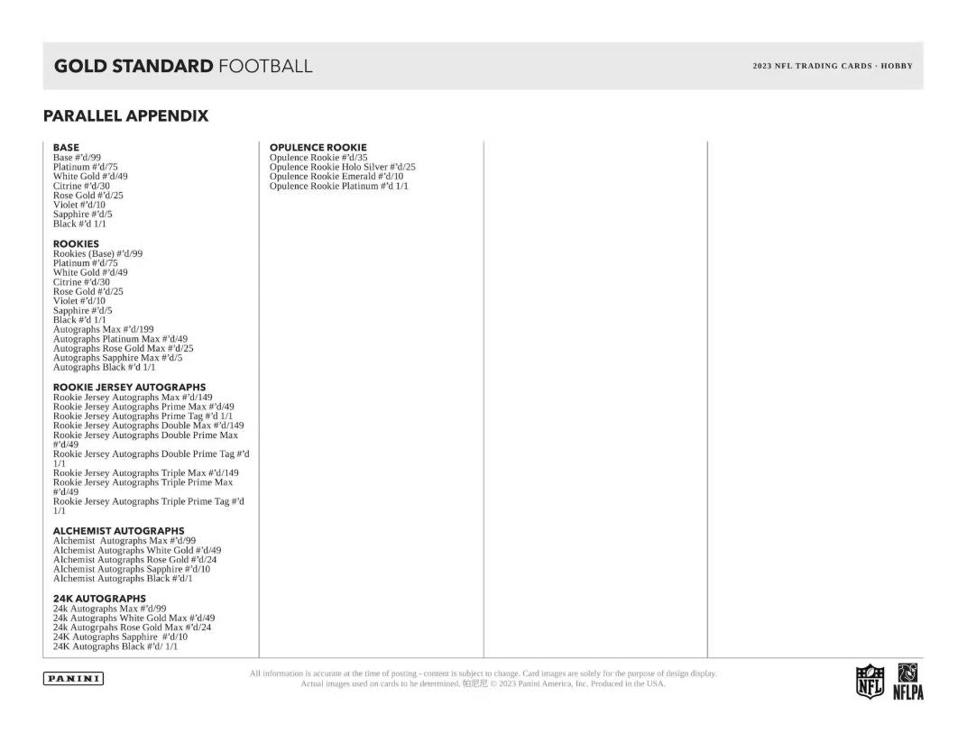 2023 Panini Gold Standard Football Hobby Box - VGMX