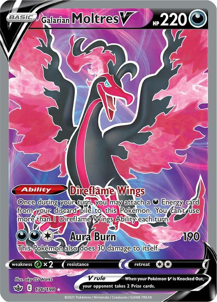 Pokémon: Galarian Moltres V (Full Art) - 176/198 - SWSH06: Chilling Reign - VGMX