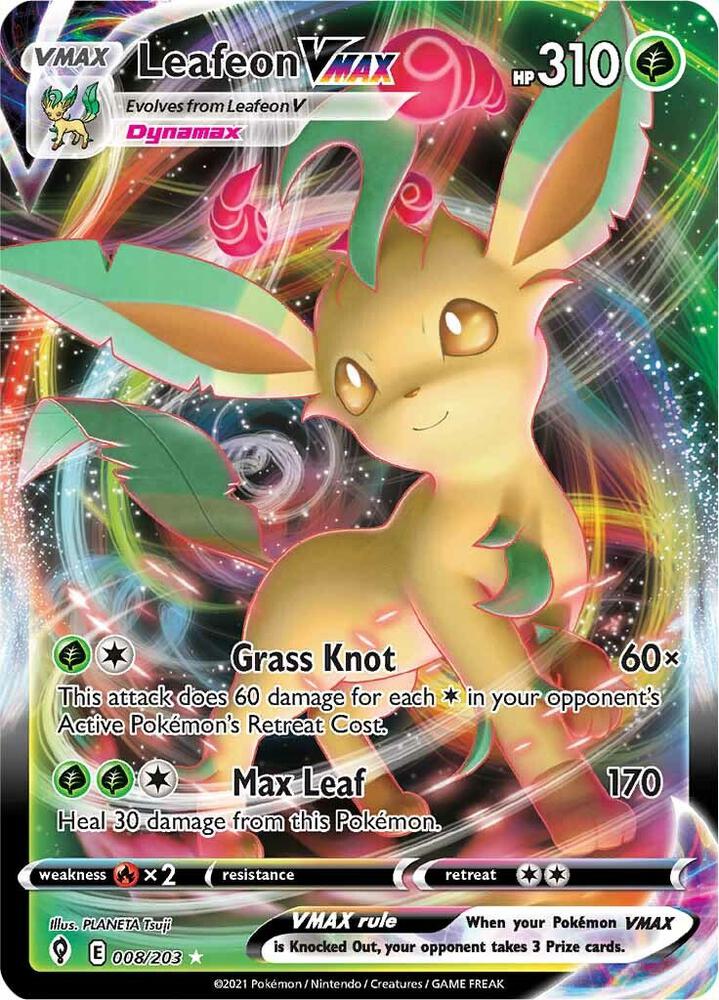 Pokémon: Leafeon VMAX - 008/203 - SWSH07: Evolving Skies - VGMX