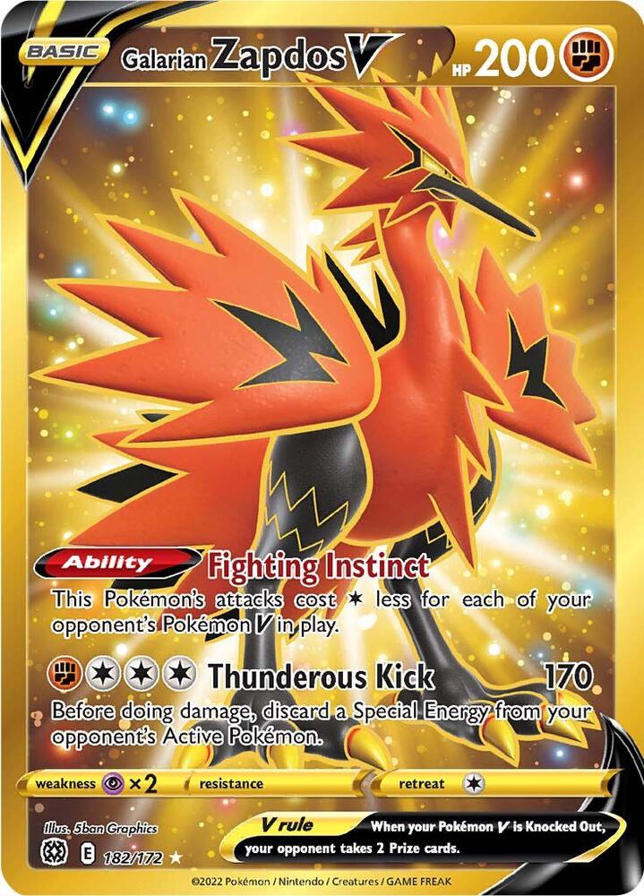 Pokemon: Galarian Zapdos V (Secret) - SWSH09: Brilliant Stars - VGMX