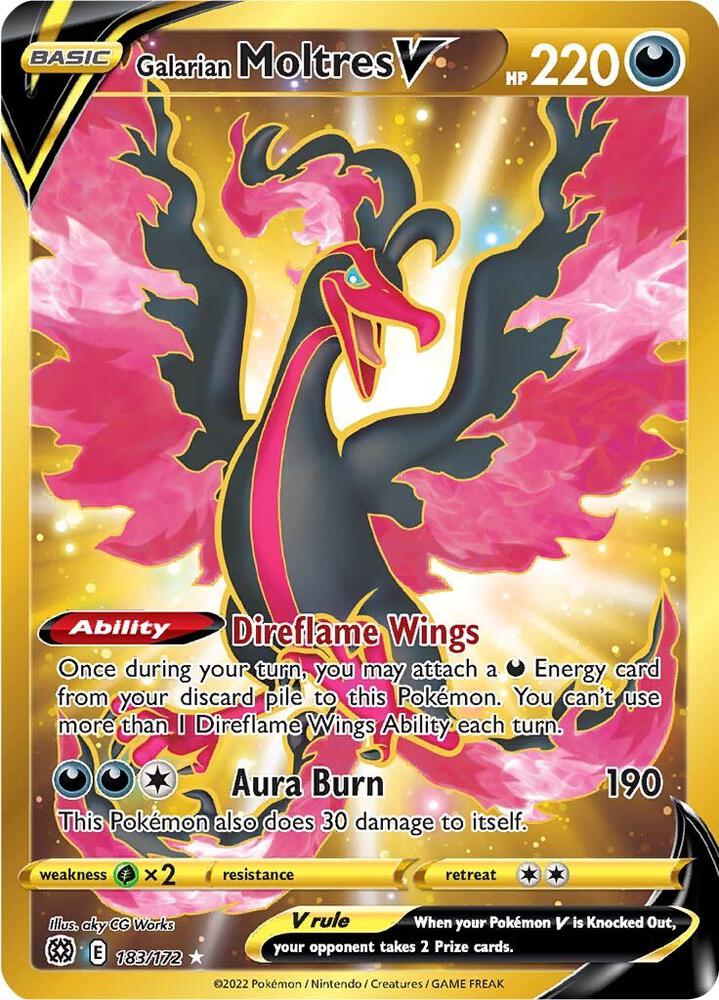 Pokémon: Galarian Moltres V (Secret) - 183/172 - SWSH09: Brilliant Stars