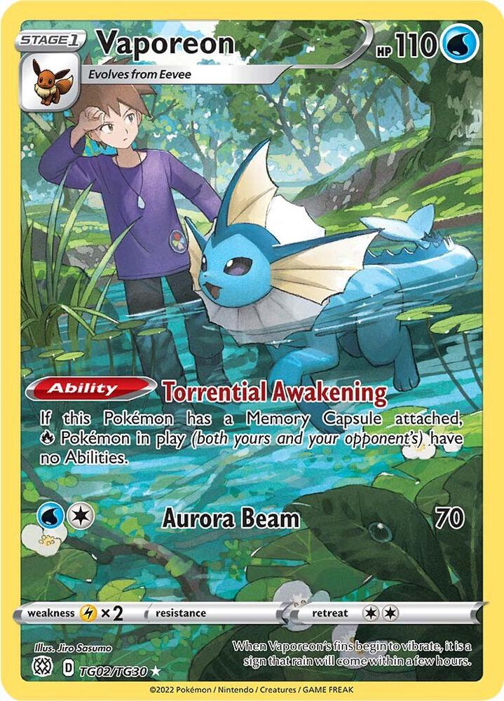 Pokémon: Vaporeon - TG02/TG30 - SWSH09: Brilliant Stars Trainer Gallery - VGMX