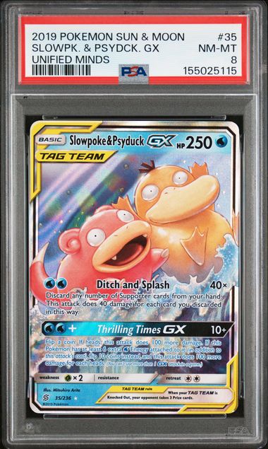 Pokémon: Slowpoke & Psyduck GX - 35/236 - PSA 8