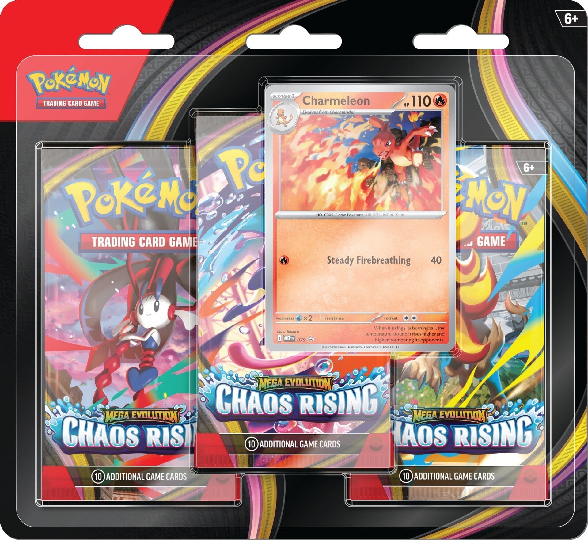 Pokémon| Mega Evolutions: Chaos Rising - 3-Pack Blister [Charmeleon] - VGMX