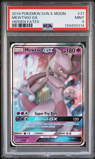 Pokémon: Mewtwo gx - 31/68 - Hidden Fates - PSA 9
