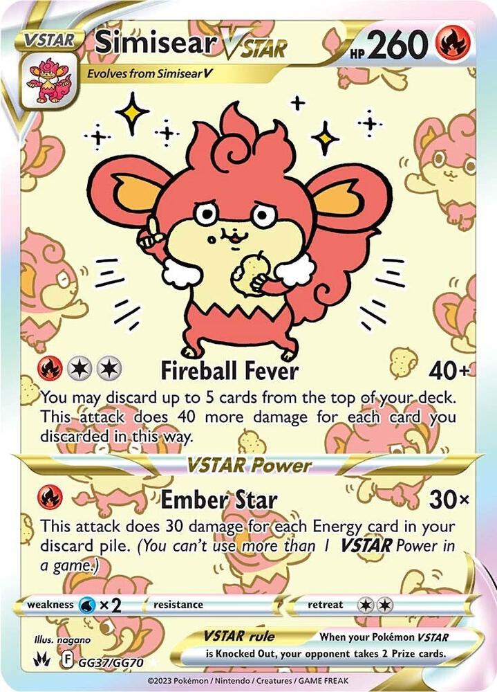Pokemon: Simisear VSTAR GG37/GG70 - Crown Zenith Galarian Gallery - VGMX