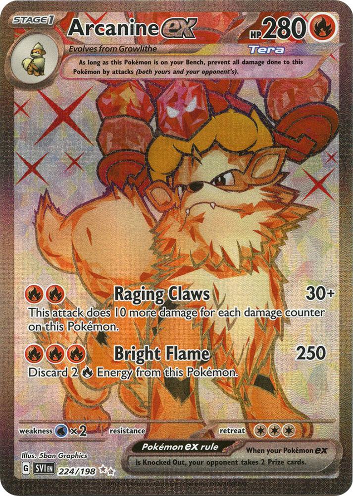 Pokémon: Arcanine ex - 224/198 - SV01: Scarlet & Violet Base Set - VGMX