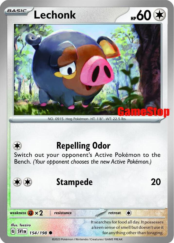 Lechonk - 154/198 (GameStop Promo)(Rev. Holo) - Miscellaneous Cards & Products