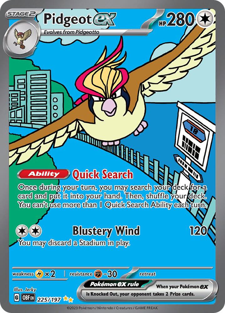 Pokemon: Pidgeot ex - 225/197 - SV03: Obsidian Flames - VGMX