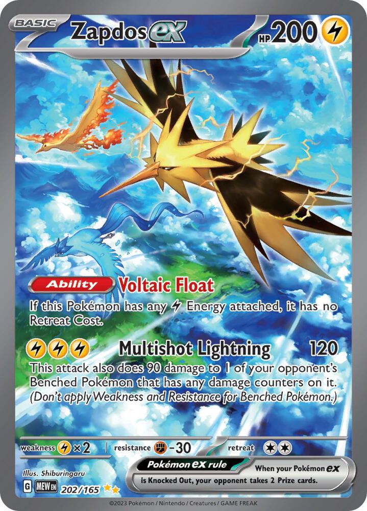 Pokemon: Zapdos ex - 202/165 - Scarlet & Violet 151 - VGMX