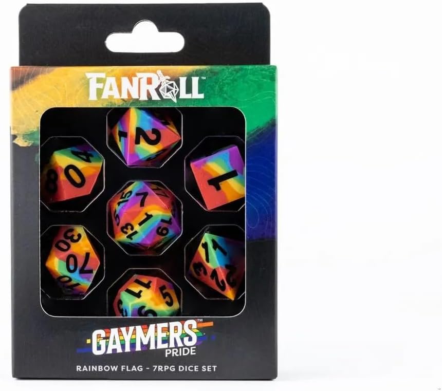 Metallic Dice Games 16mm Pride Dice Set: Rainbow Flag