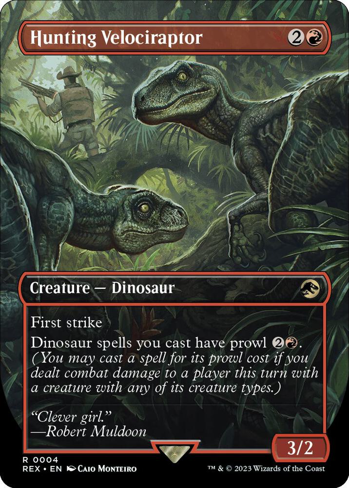 Magic: The Gathering: Hunting Velociraptor (Borderless) - Universes Beyond: Jurassic World Collection - VGMX
