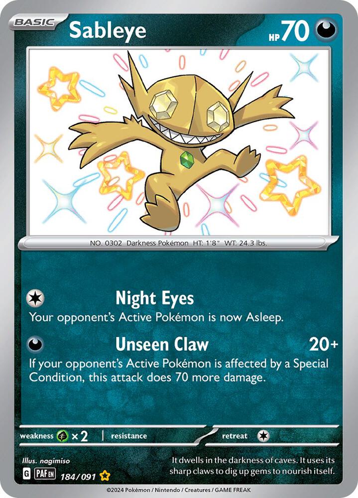 Pokémon: Sableye - 184/091 - SV: Paldean Fates - VGMX