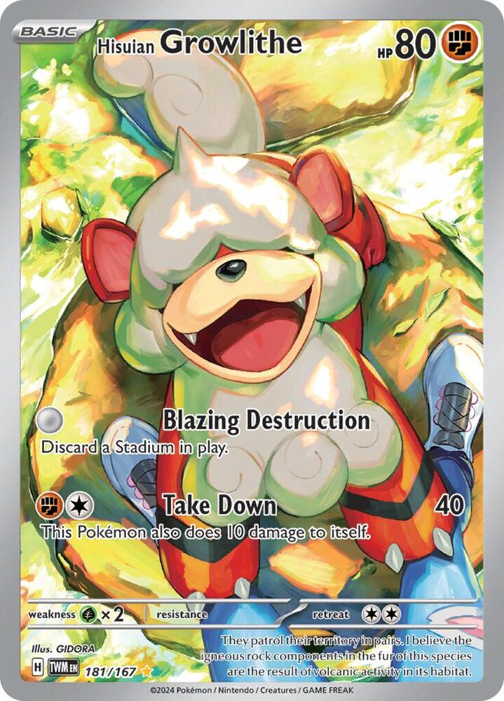 Pokemon: Hisuian Growlithe 181/167 - Twilight Masquerade - VGMX