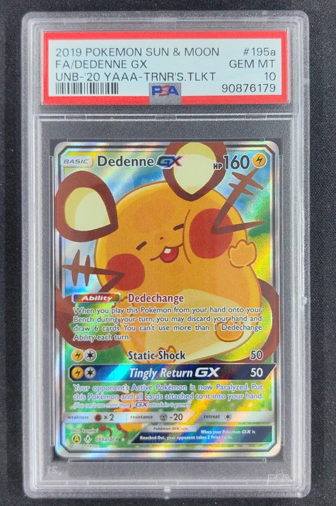Pokemon: Dedenne gx - 195a/214 - Unbroken Bonds - PSA 10