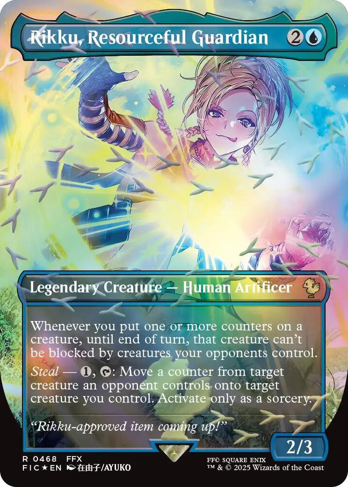 Magic: The Gathering: Rikku, Resourceful Guardian (Borderless) (Chocobo Track Foil) - Commander: Final Fantasy - VGMX