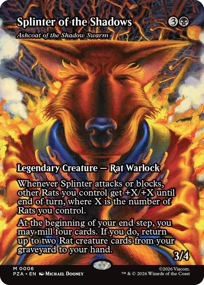 Magic: The Gathering: Splinter of the Shadows - Ashcoat of the Shadow Swarm (Borderless) - Teenage Mutant Ninja Turtles Source Material - VGMX