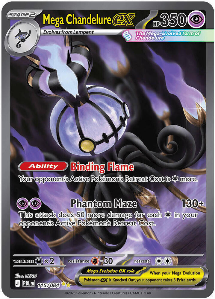 Pokémon: Mega Chandelure ex - 115/084 - ME05: Pitch Black - VGMX