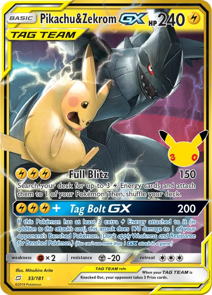 Pokémon: Pikachu & Zekrom GX - 33/181 - ME: 30th Celebration Classic Collection - VGMX