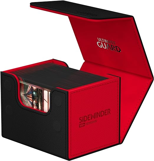 Ultimate Guard Sidewinder Synergy 100+, Deck Box for 100 Double-Sleeved TCG Cards, Black/Red