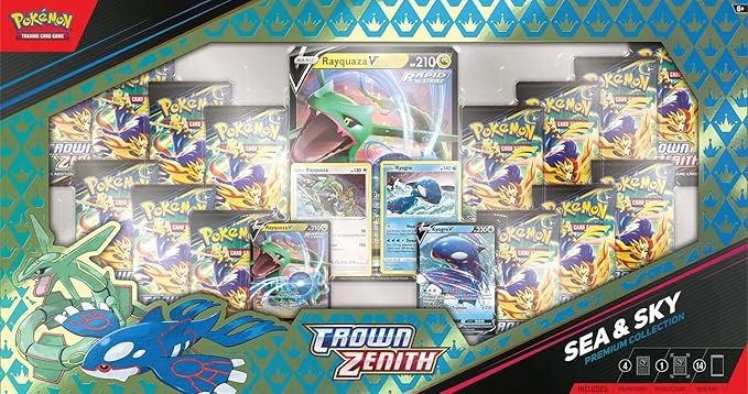 Pokémon TCG Crown Zenith Sea & Sky Premium Collection - 14 Packs, Promos