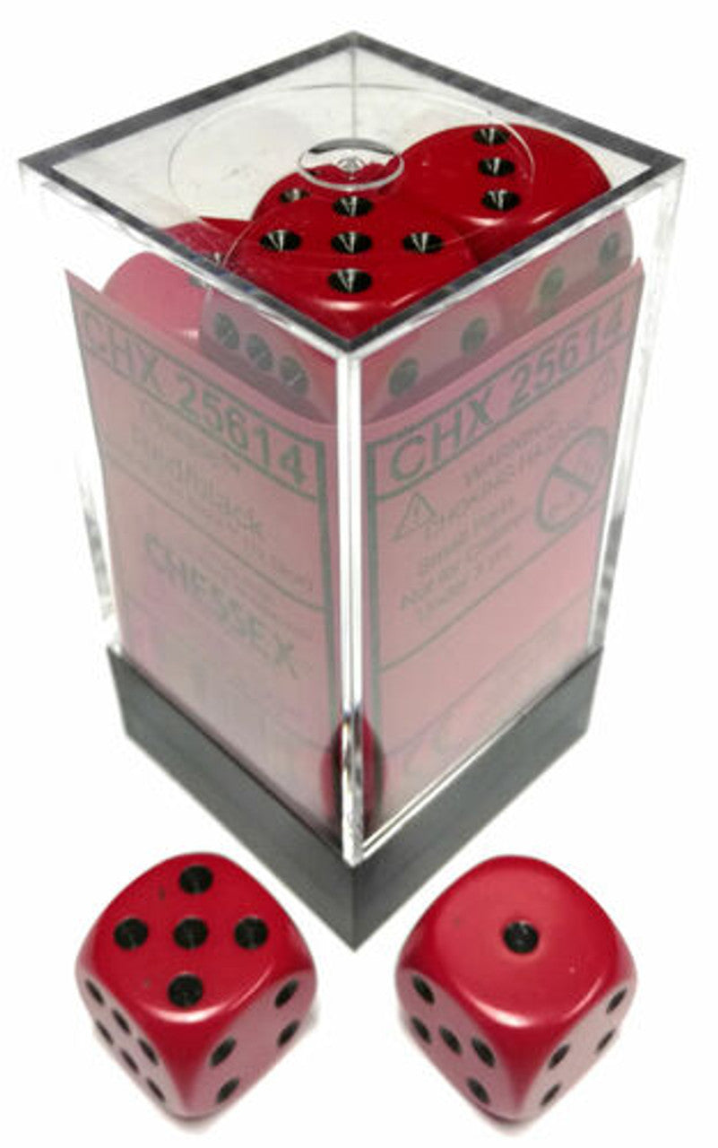 Chessex Dice: Opaque 16mm D6 Red/Black (12)