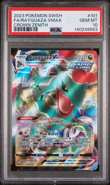 Pokémon: Rayquaza VMAX - 101/159 - Crown Zenith - PSA 10