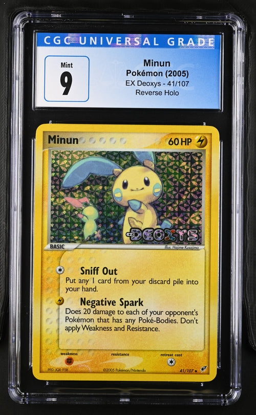 Pokemon: Minun Rev. Holo - 41/107 - Ex Deoxys - CGC 9