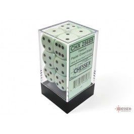 Chessex Opaque 16mm d6 Pastel Green/black Dice Block(12 dice) - VGMX