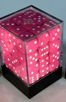 Opaque 12mm d6 Pink/white Dice Block (36 dice) - VGMX