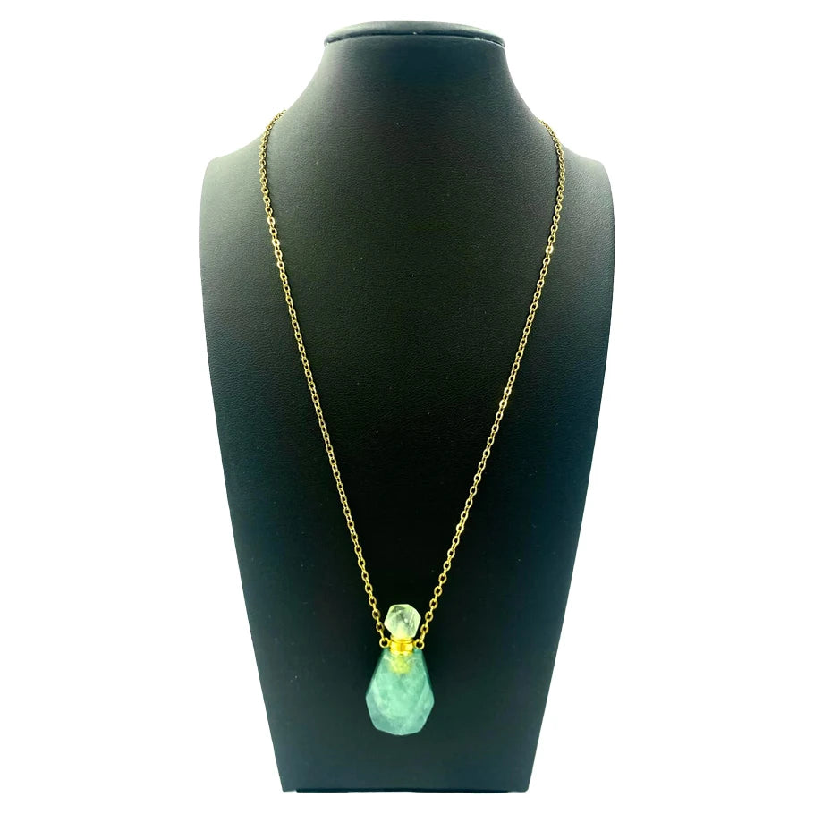 Necklace: Gemstone Potion Bottle: Green Fluorite - VGMX