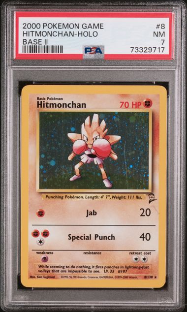 Pokemon: Hitmonchan - 8/130 - Base Set 2 - PSA 7