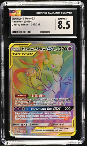 CGC 8.5 Mewtwo & Mew GX (Secret) - SM Unified Minds