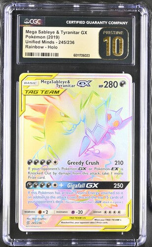 CGC Pristine 10 Mega Sableye & Tyranitar GX 245/236 - SM Unified Minds