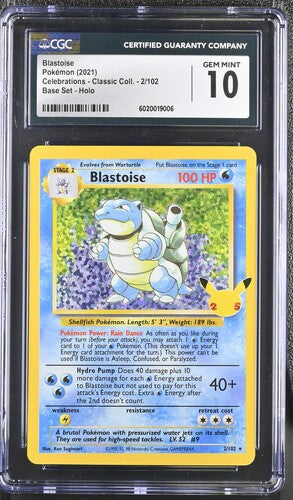 CGC 10 Blastoise 2/102 - Celebrations Classic Collection