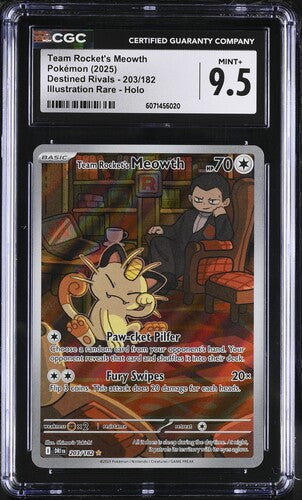 Pokemon: Team Rocket's Meowth - 203/182 - Destined Rivals - CGC 9.5
